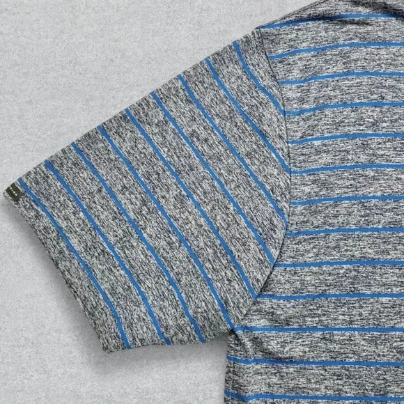 Dunning Golf Polo Shirt Men's XL Gray Blue Stripes Performance Stretch Golf - Picture 4 of 13